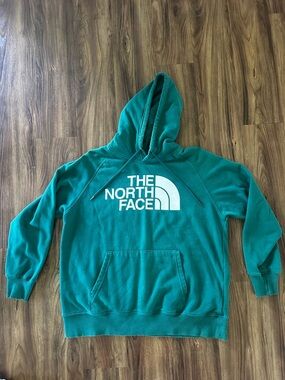 The North Face Green Pullover Hoodie with White Logo
